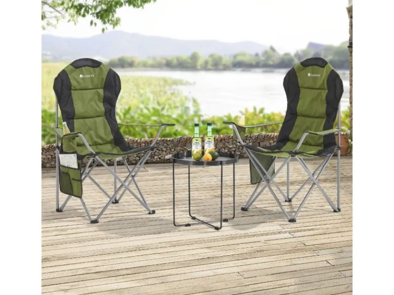 Juskys Stühle^Campingstuhl Lido mit Flaschenhalterung und Tragetasche