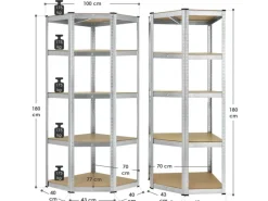 Juskys Eckregal Lagerregal Corner Basic 180 x 70 x 40 bis 70 cm