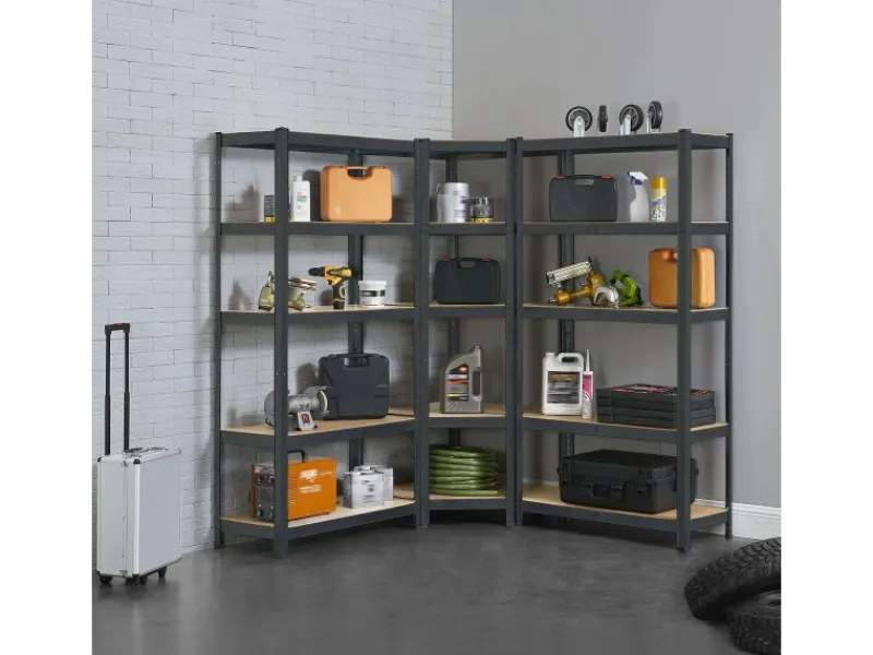 Juskys 3er Regalsystem 1 Corner und 2 Basic Insgesamt 15 Böden mit 2625 kg Tragkraft