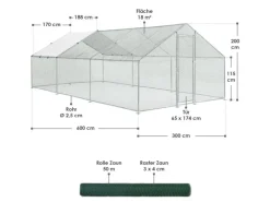 Juskys Kleintierbedarf^Freilaufgehege HLS25T 3x6x2m