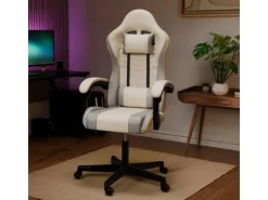 Juskys Stühle^Gamingstuhl HyperSeat Beige/Hellgrau