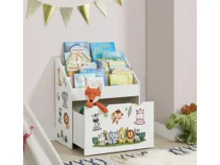 Juskys Bücherregale|Aufbewahrung^Kinder Bücherregal Mit 3 Fächern Und Herausziehbarer Spielzeugkiste