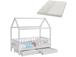 Juskys Bastelzubehör^Kinderbett Marli 80 x 160 cm mit Bettkasten und Matratze