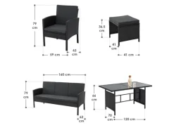 Juskys Polyrattan Gartenmöbel Sitzgruppe Turin