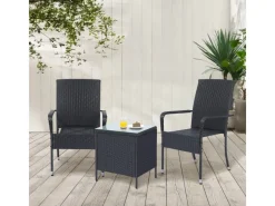 Juskys Polyrattan Gartenstühle Yoro 8er Set Stapelbar mit Armlehnen