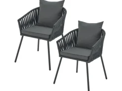 Juskys Kissen|Stühle^Rope Stühle 2er Set mit Sitz und Rückenkissen