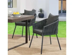 Juskys Kissen|Stühle^Rope Stühle 2er Set mit Sitz und Rückenkissen