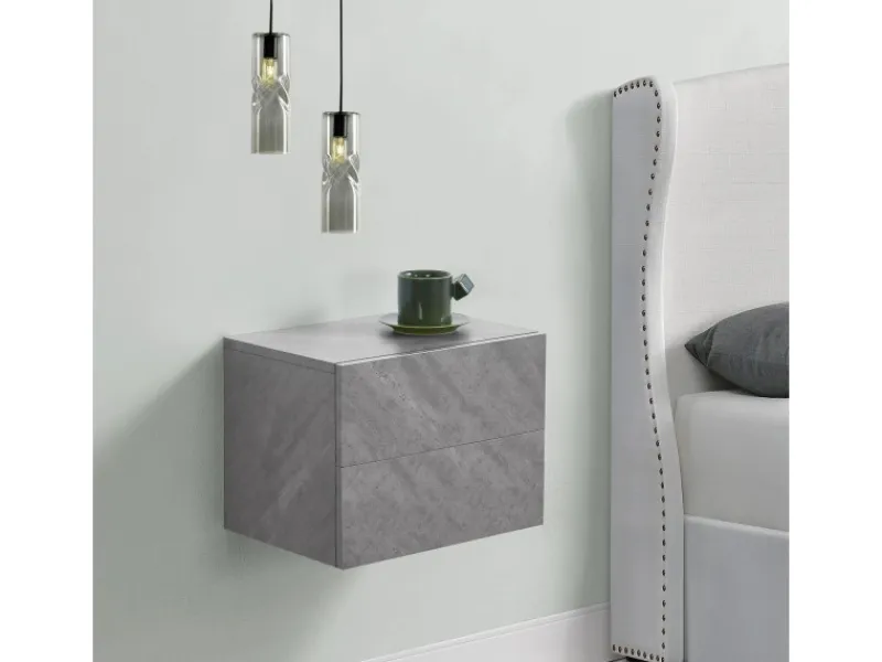 Juskys Wandschrank Nachttisch 40x29x30 cm mit 2 Schubladen optik