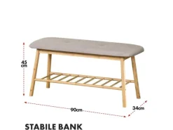 Karat Sitzbänke^Bambus Sitzbank Montana Schuhregal mit Stauraum und Sitzkomfort 34 x 90 x 45 cm