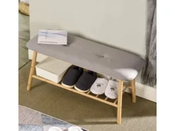 Karat Sitzbänke^Bambus Sitzbank Montana Schuhregal mit Stauraum und Sitzkomfort 34 x 90 x 45 cm