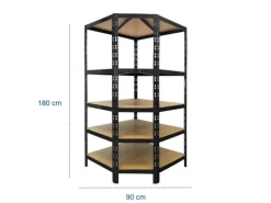 Karat Kellerregale|Regale Schwarz^Eckregal Traglast 875 kg Individuell Einsetzbar Schwarz 180 x 90 x 42 x 60 cm