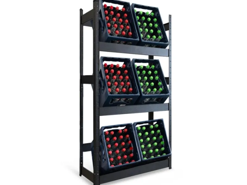 Karat Regale Schwarz|Flaschenregale^Flaschenkastenständer Osaka Getränkekistenregal für 6 Kästen 160 x 80 x 30 cm