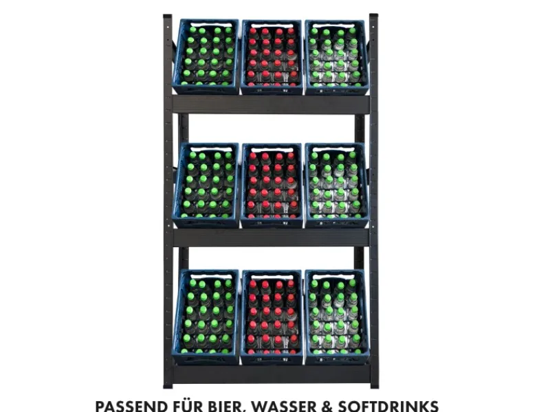 Karat Regale Schwarz|Flaschenregale^Flaschenkastenständer Osaka Getränkekistenregal für 6 Kästen 160 x 80 x 30 cm