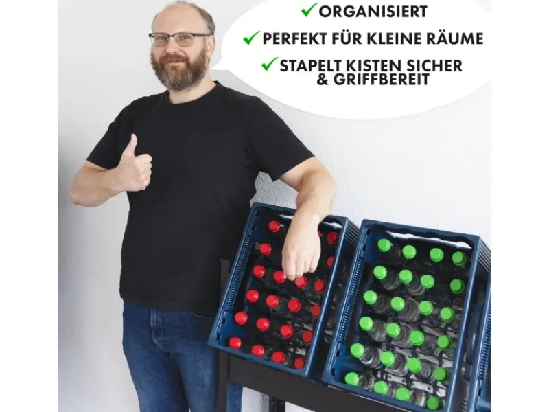 Karat Regale Schwarz|Flaschenregale^Flaschenkastenständer Osaka Getränkekistenregal für 6 Kästen 160 x 80 x 30 cm