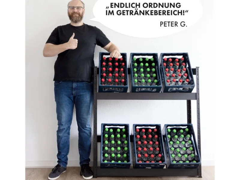 Karat Regale Schwarz|Flaschenregale^Flaschenkastenständer Osaka Getränkekistenregal für 6 Kästen 160 x 80 x 30 cm