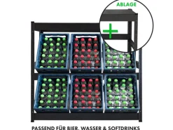 Karat Regale Schwarz|Flaschenregale^Flaschenkastenständer Osaka mit Ablagefläche für 6 Kästen 110 x 110 x 30 cm