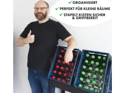 Karat Regale Schwarz|Flaschenregale^Flaschenkastenständer Osaka mit Ablagefläche für 6 Kästen 110 x 110 x 30 cm