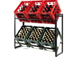 Karat Regale Schwarz|Kellerregale^Flaschenkastenständer Kenji - Robustes Lagerregal für Büro, Küche, Garage oder Flur - Schwarz - 104 x 32 x 82 cm