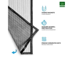 Karat Insektenschutz^Fliegengitter Sam Gestreift Klebemontage Klettverschluss 90 x 210 cm