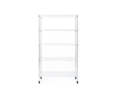 Karat Regale Schwarz|Metallregale^Gitterregal Maya mit Rollen und Feststellbremse 5 Böden 89 x 34 x 150 cm