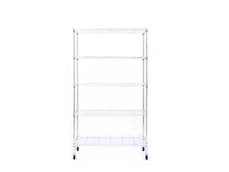 Karat Regale Schwarz|Metallregale^Gitterregal Maya mit Rollen und Feststellbremse 5 Böden 89 x 34 x 150 cm