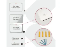 Karat Pinnwände^Glas Memoboard Stone Design mit Magneten und Montagematerial 46 x 91 cm