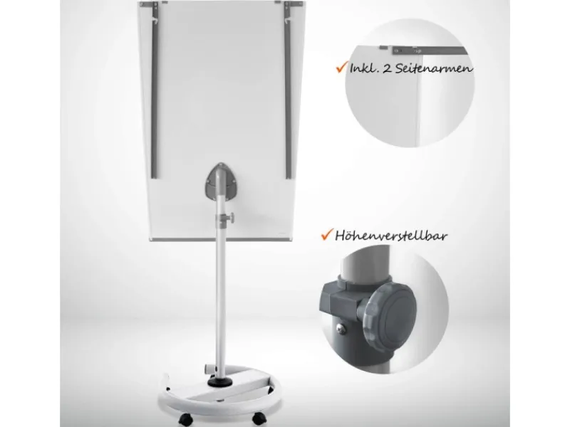 Karat Mobiles Flipchart Shark Premium mit Rollenfuß und 2 Papierhaltern 73 x 104 cm