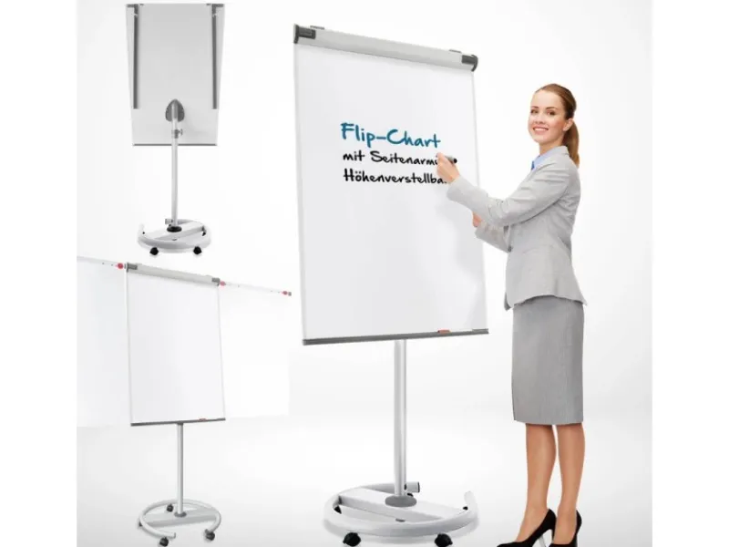 Karat Mobiles Flipchart Shark Premium mit Rollenfuß und 2 Papierhaltern 73 x 104 cm