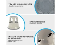 Karat Rollhocker Elefantenfuß Rolltritt aus Stahl - Hocker für Büro oder Gewerbe 150 kg Belastbar TÜV-geprüft -