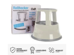 Karat Rollhocker Elefantenfuß Rolltritt aus Stahl - Hocker für Büro oder Gewerbe 150 kg Belastbar TÜV-geprüft -