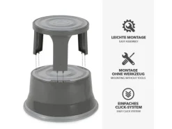 Karat Hocker^Rollhocker Elefantenfuß Rolltritt aus Stahl - Hocker für Büro oder Gewerbe 150 kg Belastbar TÜV-geprüft -