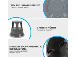 Karat Hocker^Rollhocker Elefantenfuß Rolltritt aus Stahl - Hocker für Büro oder Gewerbe 150 kg Belastbar TÜV-geprüft -