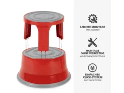 Karat Rollhocker Elefantenfuß Rolltritt aus Stahl - Hocker für Büro oder Gewerbe 150 kg Belastbar TÜV-geprüft -