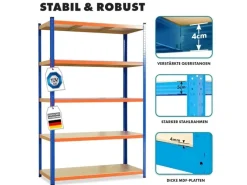 Karat Metallregale|Schwerlastregal^Schwerlastregal Blau-Orange Traglast bis 875 kg 180 x 90 x 60 cm