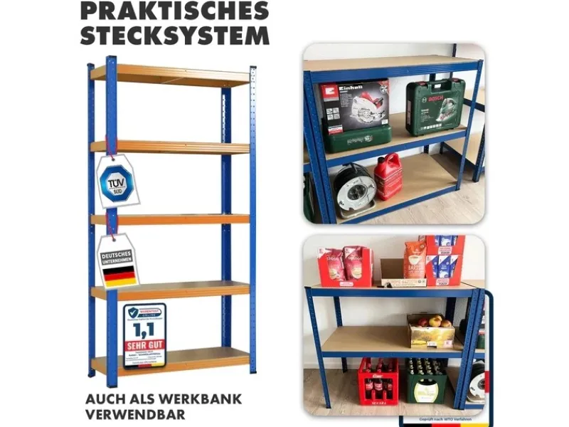 Karat Metallregale|Schwerlastregal^Schwerlastregal Blau-Orange Traglast bis 875 kg 180 x 90 x 60 cm