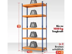 Karat Metallregale|Kellerregale^Schwerlastregal Rhino bis 1050 kg Pulverbeschichtet 180 x 90 x 45 cm