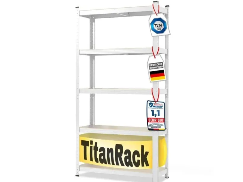 Karat Schwerlastregal^Schwerlastregal Weiß für Keller und Werkstatt Gesamtlast 875 kg 180 x 90 x 60 cm