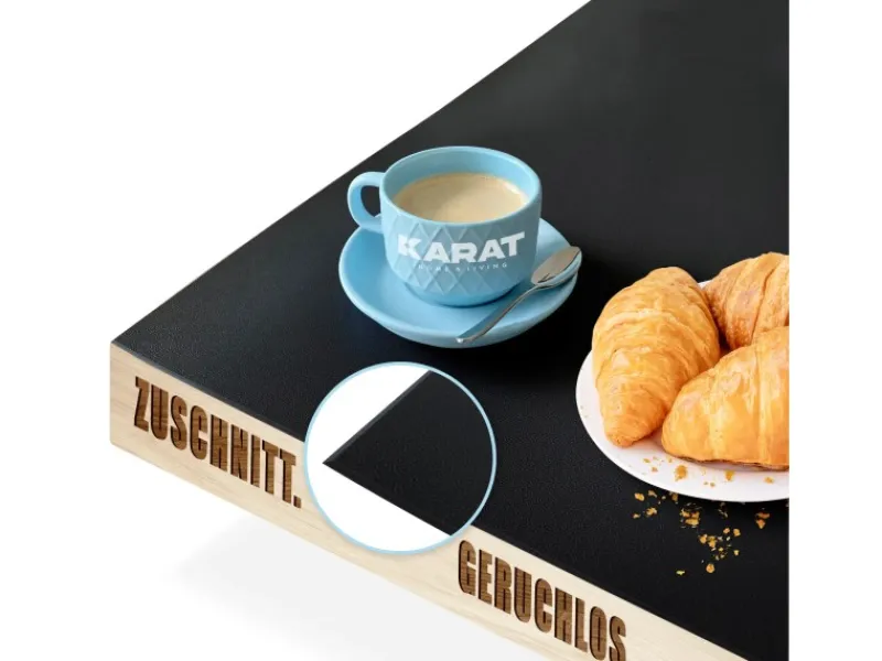 Karat Tischdecken^Tischfolie Empire mit Abgeschrägter Kante Schwarz 80 x 55 cm