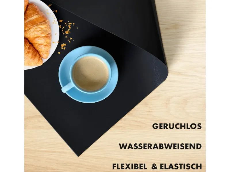 Karat Tischdecken^Tischfolie Empire mit Abgeschrägter Kante Schwarz 80 x 55 cm