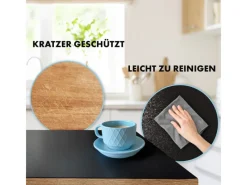 Karat Tischdecken^Tischfolie Empire mit Abgeschrägter Kante Schwarz 80 x 160 cm