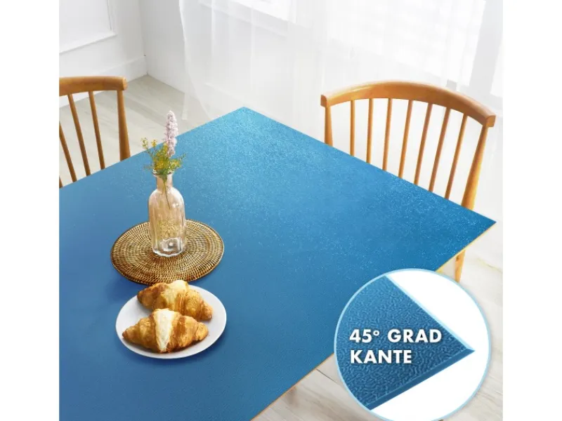 Karat Tischdecken^Tischfolie Empire mit Abgeschrägter Kante Blau Rund 80 cm