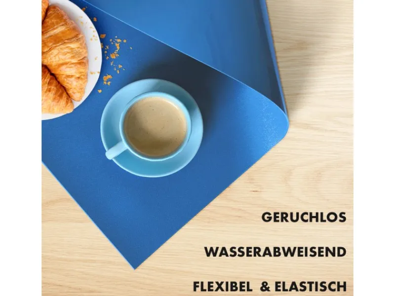 Karat Tischdecken^Tischfolie Empire mit Abgeschrägter Kante Blau Rund 80 cm