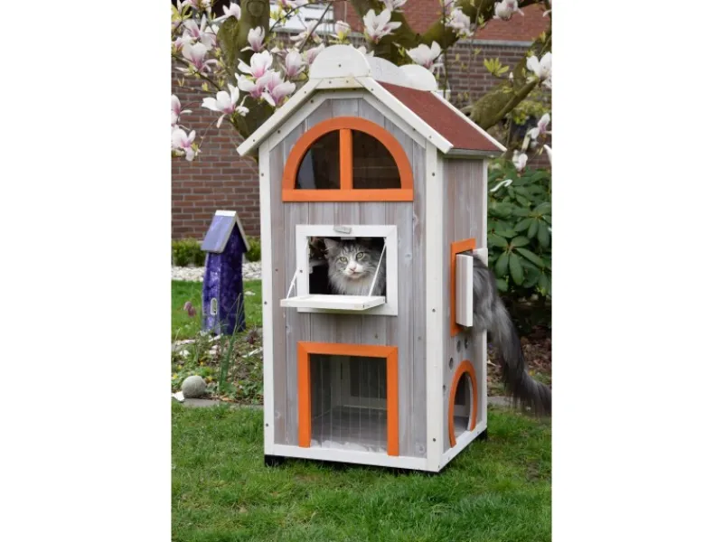 Dobar Katzenbedarf^Katzenhaus "Fancy Cat" aus Holz für draußen und drinnen FSC®