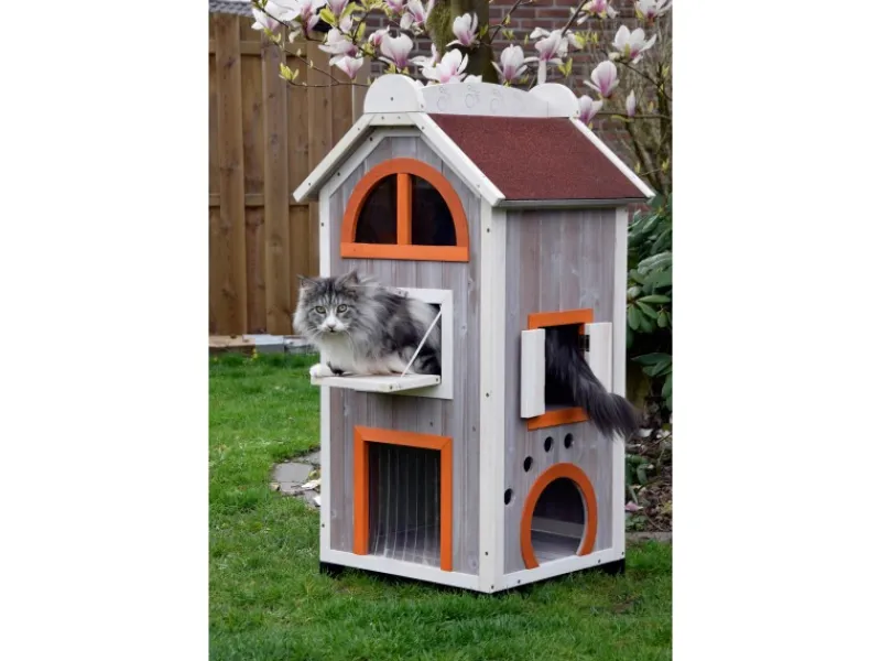 Dobar Katzenbedarf^Katzenhaus "Fancy Cat" aus Holz für draußen und drinnen FSC®