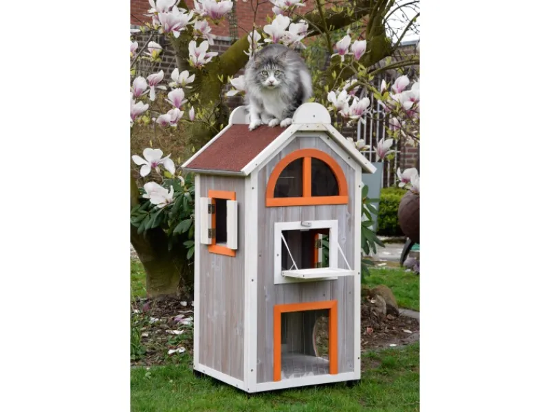 Dobar Katzenbedarf^Katzenhaus "Fancy Cat" aus Holz für draußen und drinnen FSC®