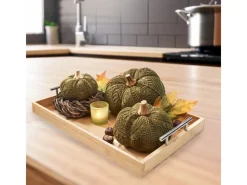 Dekorative Figuren|Weitere Regale^Kobolo Dekokürbis Kürbis aus Textil Set aus 3 Größen Dunkelgrün