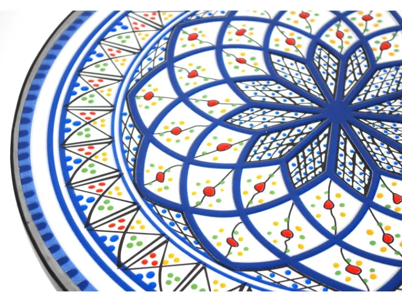 Mosaik^Kobolo Gartentisch Mediterran mit Platte in Mosaikoptik Weiß Blau Höhe 68 cm Durchmesser 55 cm