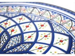 Mosaik^Kobolo Gartentisch Mediterran mit Platte in Mosaikoptik Weiß Blau Höhe 68 cm Durchmesser 55 cm