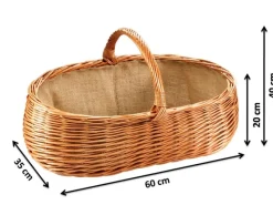 Aufbewahrung^Kobolo Kaminholzkorb Holzkorb für Kaminholz aus Weide mit Jutefutter