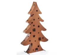 Laternen^Kobolo Kerzenhalter Teelichthalter Laterne CHRISTMAS aus Metall Rostoptik XL